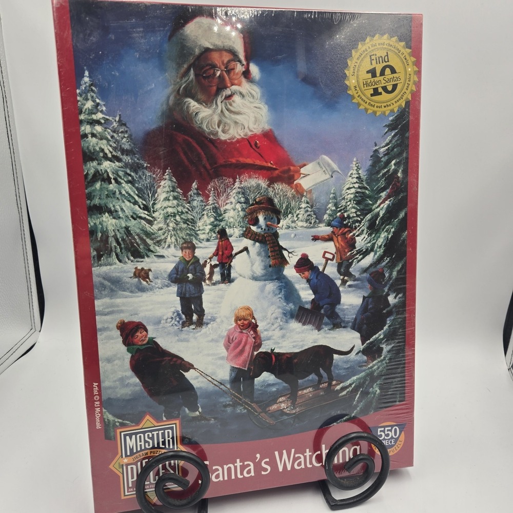 VTG Master Pieces "Santa's Watching" 550pc Puzzle W/ Hidden Images USA 18x24 NEW